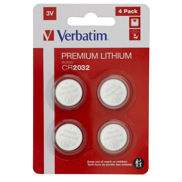 VERBATIM BATTERIE A BOTTONE 3VOLT LITIO CR2032 4PZ